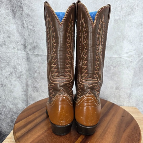 Vtg Tony Lama Western Boots Mens 7 B‎ Brown Leather Cowboy Botas Rodeo Vaquero - Picture 8 of 13